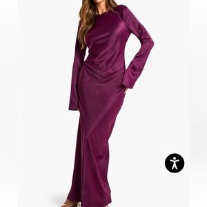 Boohoo Deep Purple Satin Dress